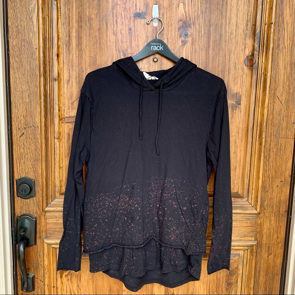Urban Outfitters Black with Bleach Splatter - Layered Hoodie, Large